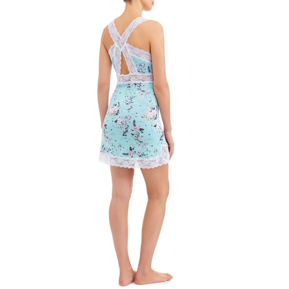 Honeydew Intimates Ahna Chemise Keyhole Lace Back Mint Tea Floral M - Picture 2 of 12